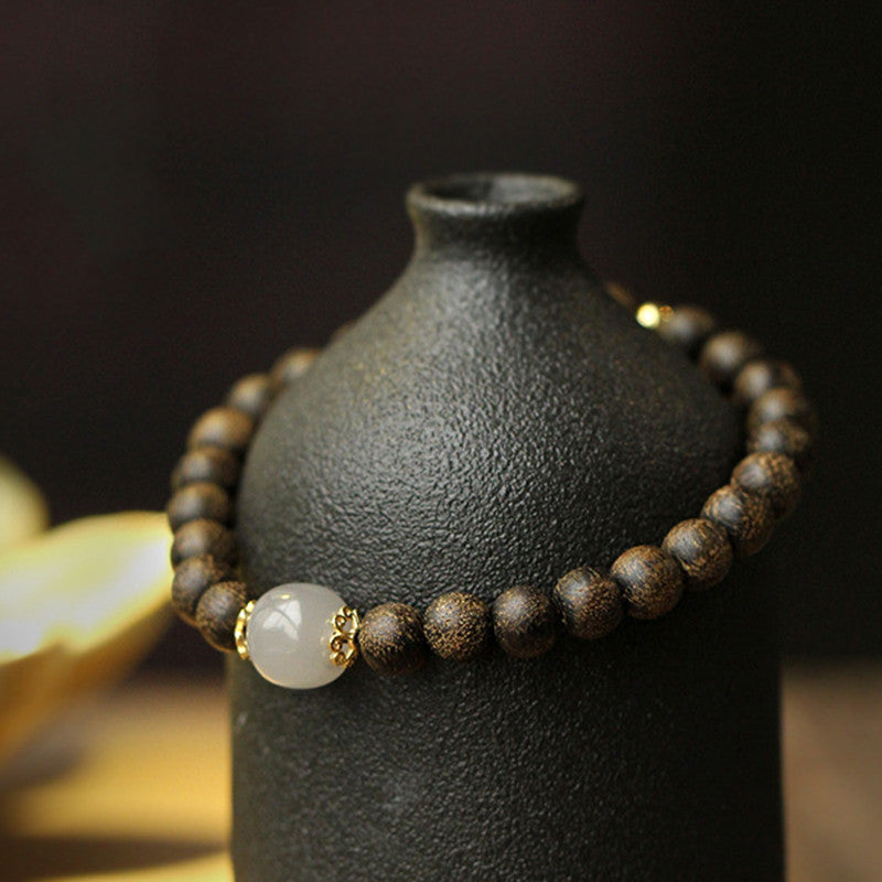 ATELIER-TIBET – Bracelet Force & Calme en Jade Naturel et Bois d’Agar | Équilibre & Sérénité