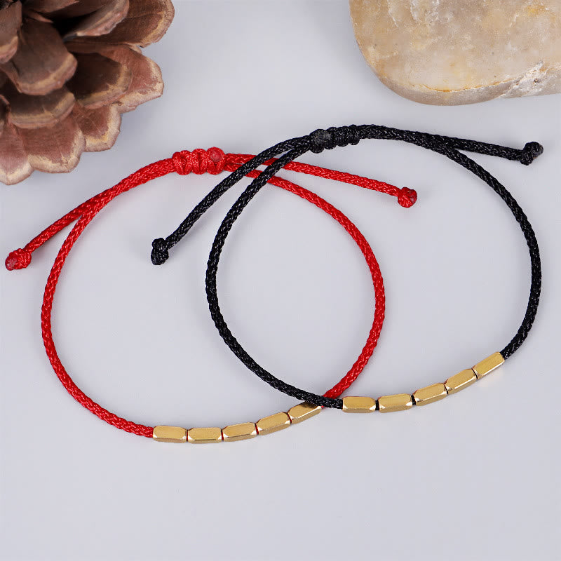 ATELIER-TIBET – Bracelet de Protection en Fil Rouge & Perles de Cuivre, Ajustable