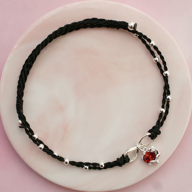 ATELIER-TIBET – Bracelet de Cheville Spirituel Fil Rouge Cœur Infini (Ajustable)