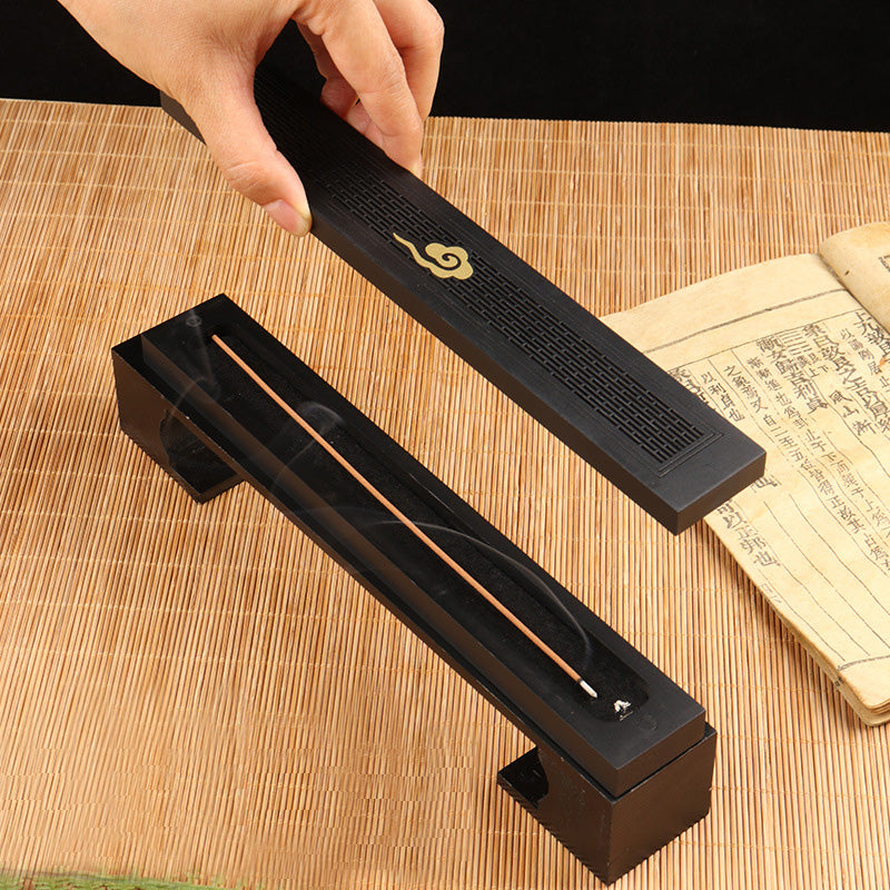 ATELIER-TIBET Porte-Encens en Bois Sculpté – Design Ajouré Élégant (23,5 cm)