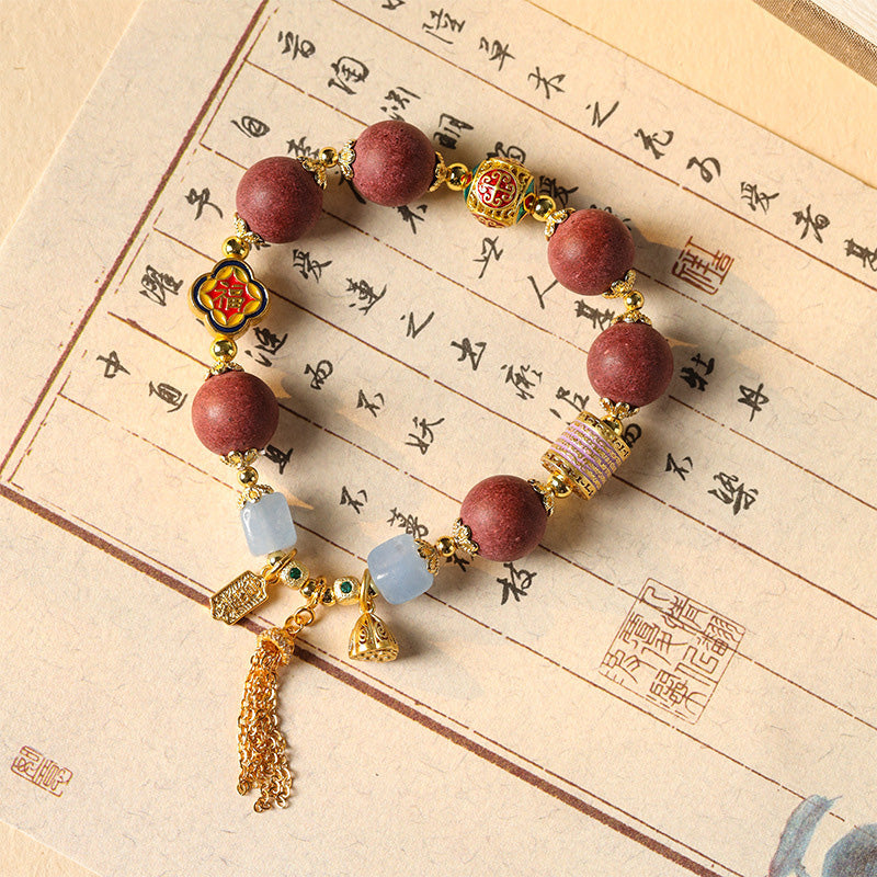 ATELIER-TIBET Bracelet Hexiang “Rêve des Dynasties du Sud” – Perles Parfumées & Calcédoine Bleue (~12 mm)