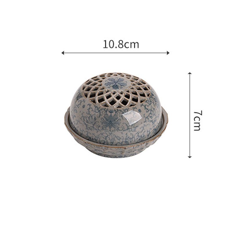 ATELIER-TIBET | Brûleur d’Encens en Porcelaine Bleu & Blanc – Motifs Traditionnels Chinois