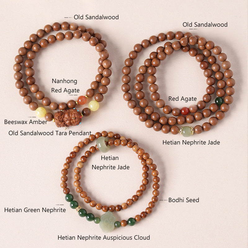 ATELIER-TIBET Bracelet Dalagan Sculpté – Bois d’Agar de Kalimantan & Pierres Naturelles