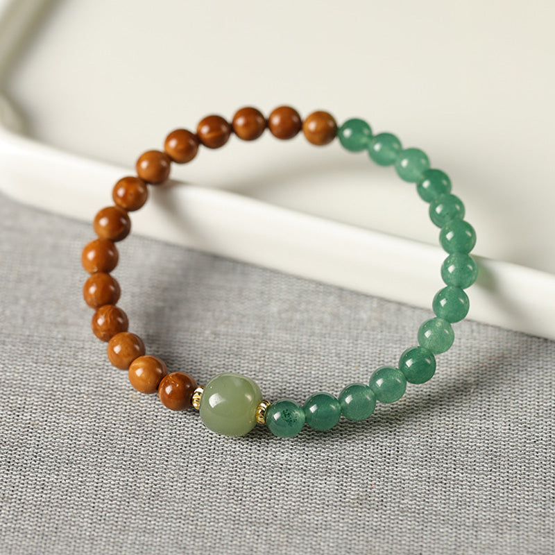ATELIER-TIBET Bracelet Kukui Bodhi & Jade de Hetian – Perles 6 mm, Élégance Naturelle