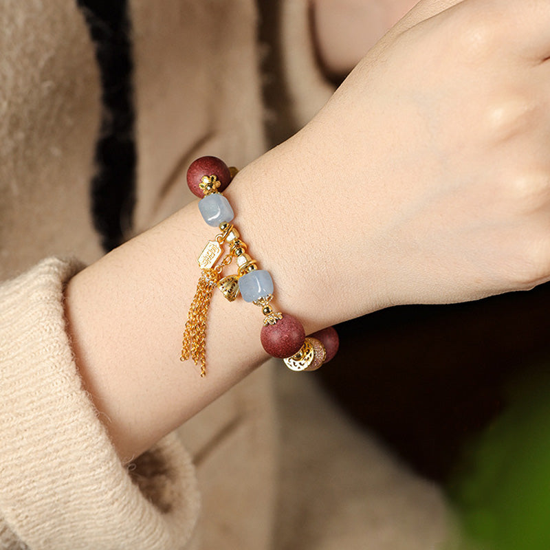 ATELIER-TIBET Bracelet Hexiang “Rêve des Dynasties du Sud” – Perles Parfumées & Calcédoine Bleue (~12 mm)