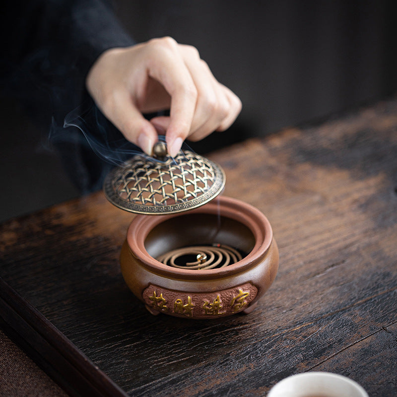 ATELIER-TIBET | Brûleur d’Encens en Céramique Traditionnelle Chinoise – Motifs Classiques