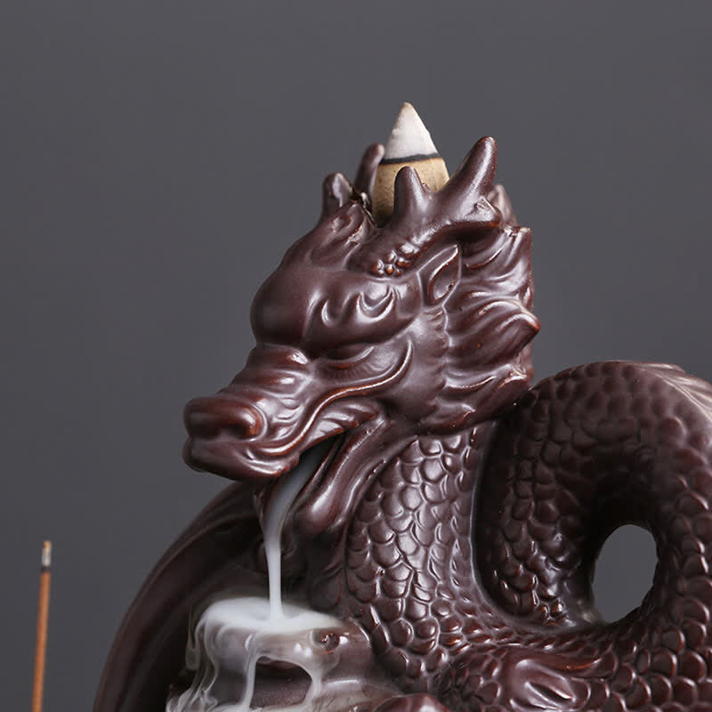 ATELIER-TIBET Brûleur d'encens en céramique à motif de dragon