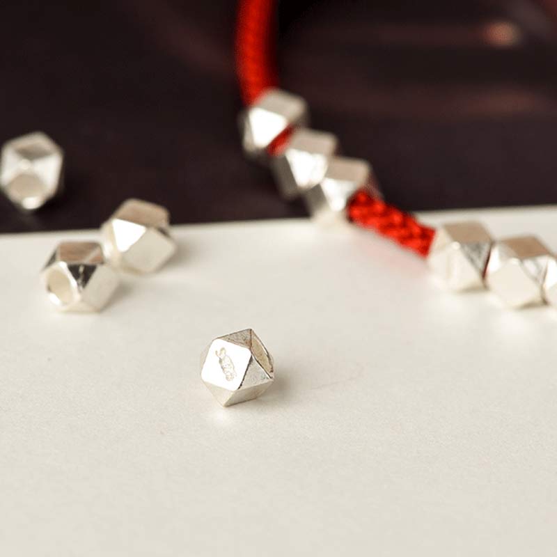 ATELIER-TIBET – Bracelet / Chevillère Tressé(e) Fil Rouge & Argent Sterling 925