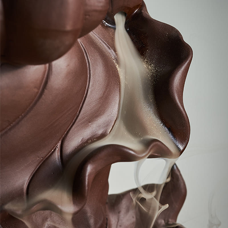 ATELIER-TIBET – Brûleur d’Encens Bouddha Lotus en Argile Violet – Porte-Encens Zen & Méditation