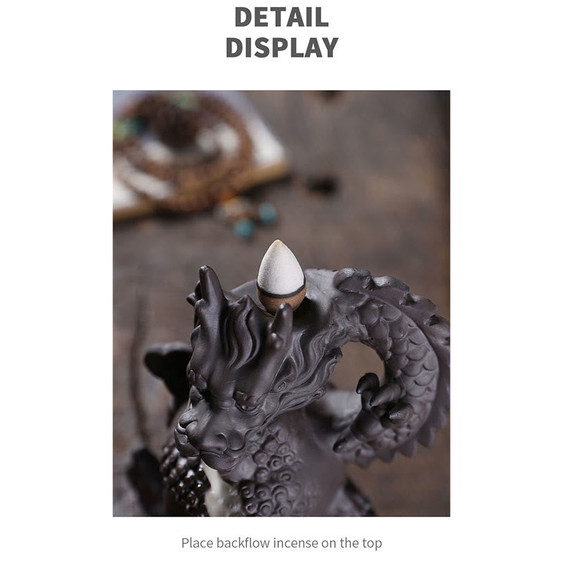 ATELIER-TIBET – Porte-Encens Bouddha Dragon en Argile Pourpre 10,5 cm pour Méditation