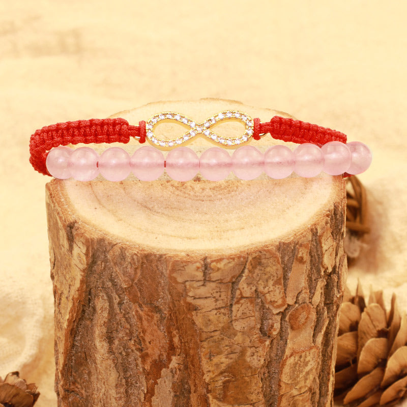 ATELIER-TIBET Bracelet Lotus Cristal Rose & Cordon Rouge – Amour & Intention