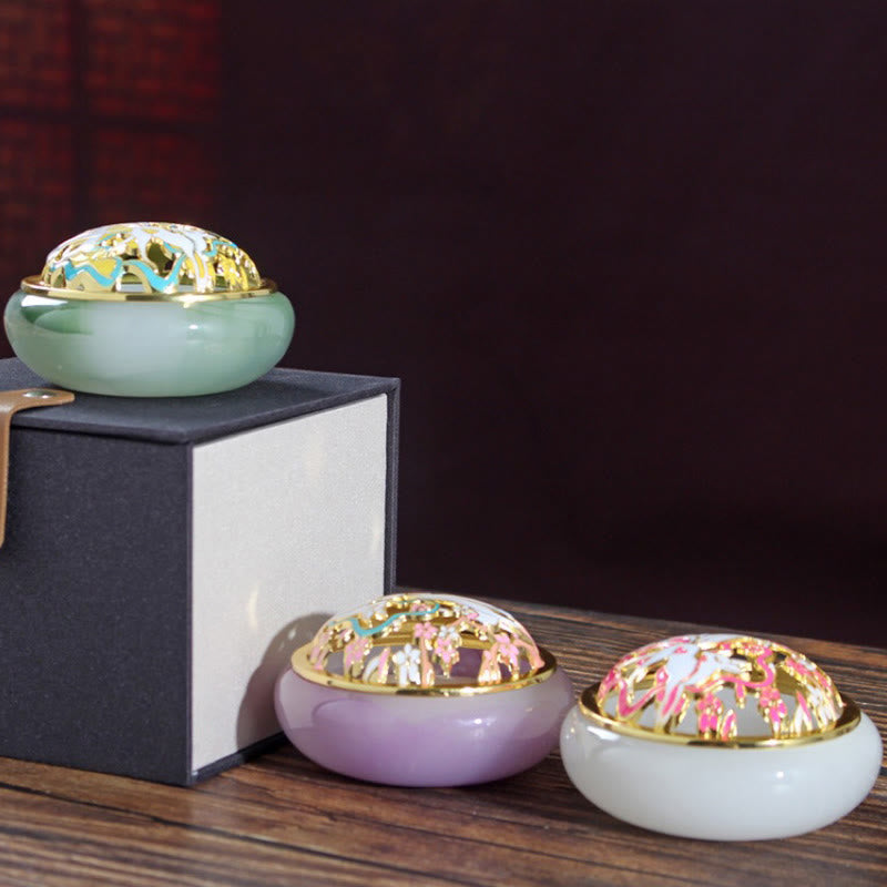 ATELIER-TIBET Brûleur d’Encens en Cristal Liuli Renard à Neuf Queues – Porte-Encens Cône pour Méditation