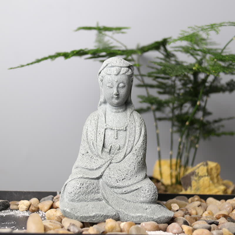 ATELIER-TIBET Statue Avalokiteshvara en grès – Bénédiction et sérénité pour la maison