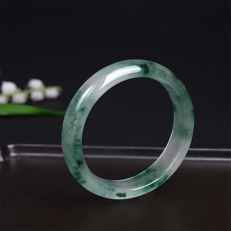 ATELIER-TIBET – Bracelet Jonc en Jade Naturel « Chance, Prospérité & Abondance » (58 mm)