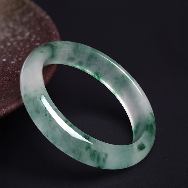 ATELIER-TIBET – Bracelet Jonc en Jade Naturel « Chance, Prospérité & Abondance » (58 mm)