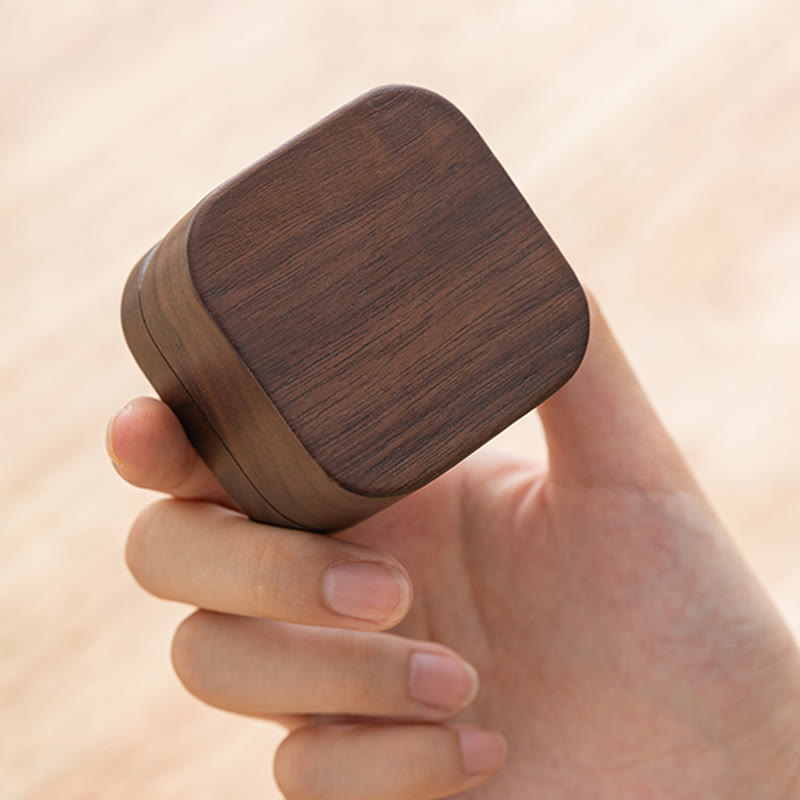 ATELIER-TIBET Boîte de rangement de bijoux en bois de noyer noir fait à la main rétro, boîte-cadeau en bois de feuille
