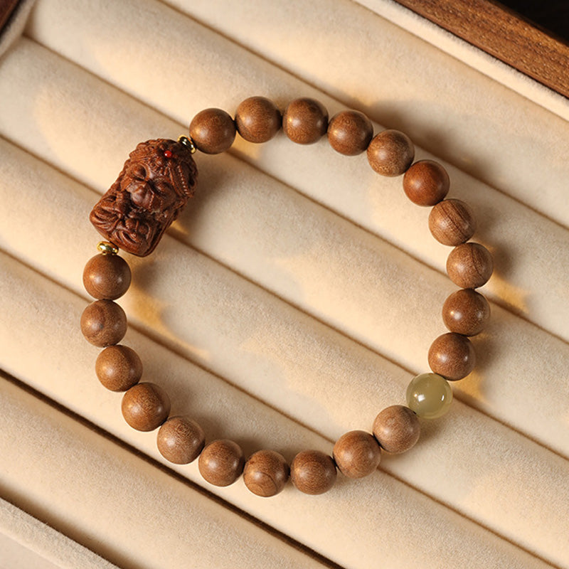 ATELIER-TIBET Bracelet Mala Tara en Bois de Santal Ancien & Pierres Naturelles – Perles ~8 mm