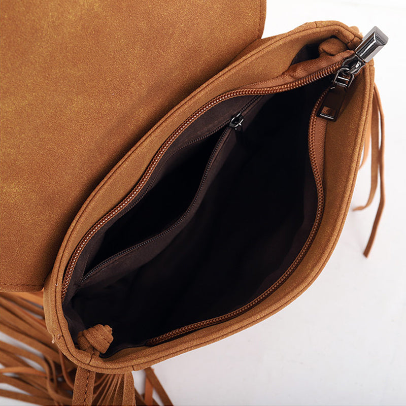 ATELIER-TIBET – Sac à bandoulière femme en imitation daim – Polyester – 19 cm