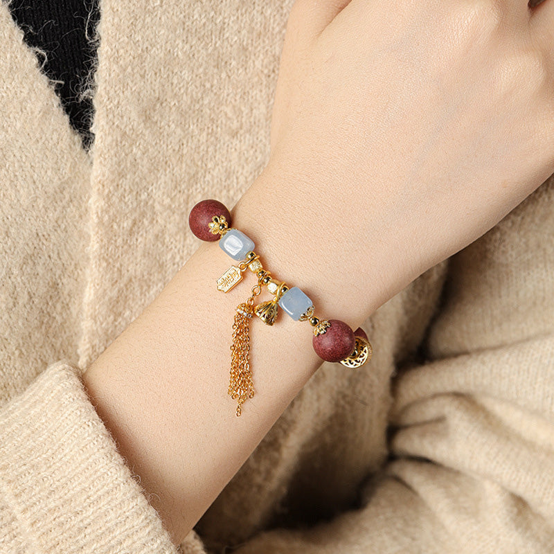 ATELIER-TIBET Bracelet Hexiang “Rêve des Dynasties du Sud” – Perles Parfumées & Calcédoine Bleue (~12 mm)