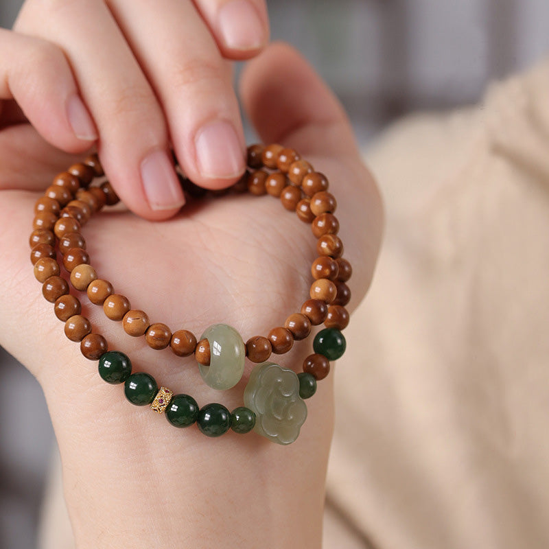 ATELIER-TIBET Bracelet Dalagan Sculpté – Bois d’Agar de Kalimantan & Pierres Naturelles