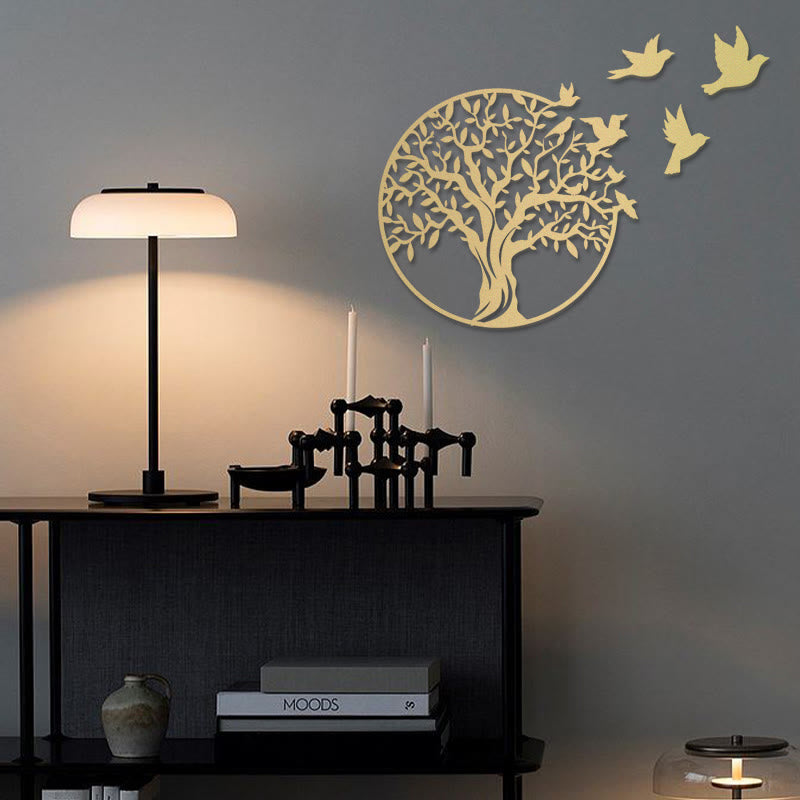 ATELIER-TIBET Pierre Arbre de vie Oiseaux Signe Cadeau de pendaison de crémaillère Art mural de l'unité