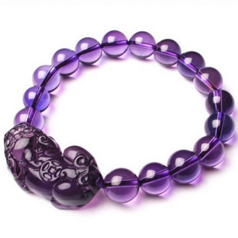 ATELIER-TIBET Bracelet Améthyste & Pi Xiu – Perles 10 / 12 / 14 mm