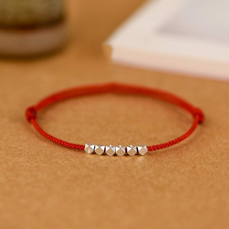 ATELIER-TIBET – Bracelet / Chevillère Tressé(e) Fil Rouge & Argent Sterling 925