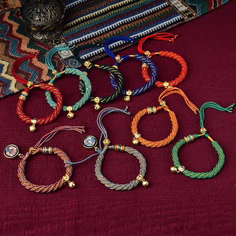 ATELIER-TIBET – Bracelet de Prière Tibétain Thangka en Fil Rouge, Protection & Chance