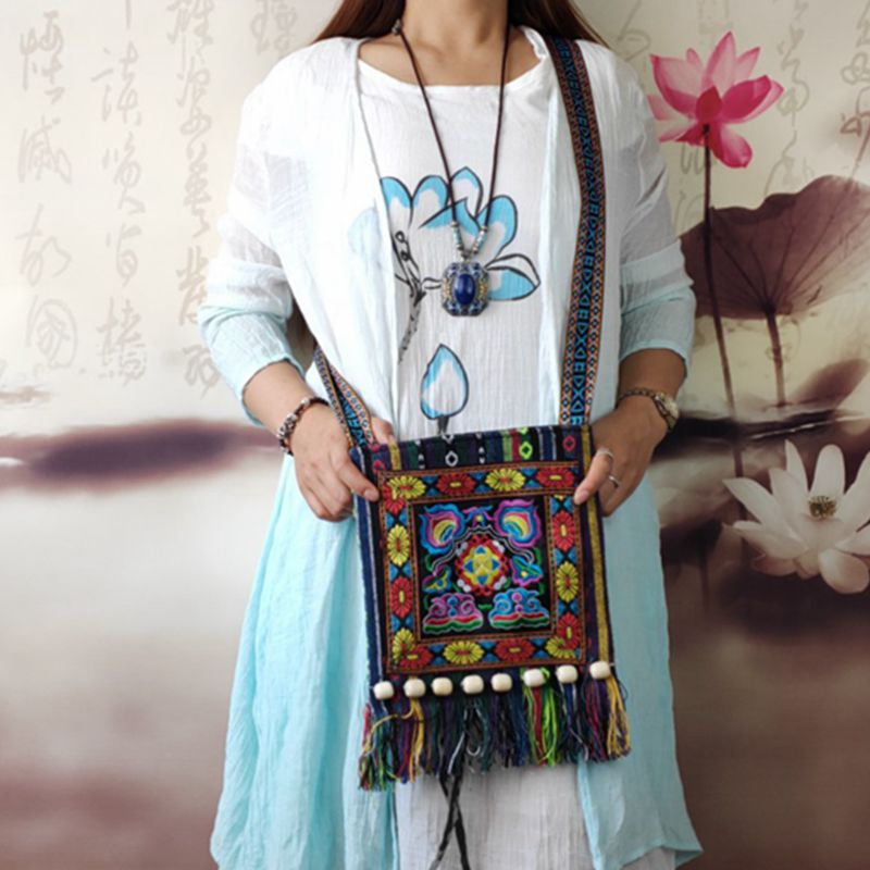 ATELIER-TIBET – Sac à bandoulière femme ethnique vintage – Polyester – 25 cm
