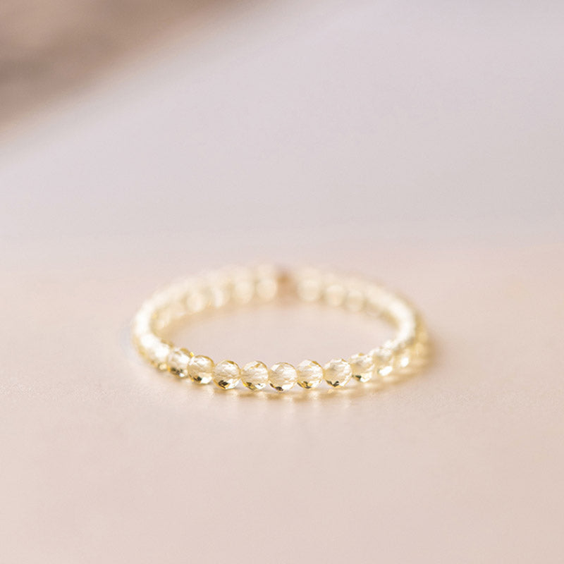 ATELIER-TIBET – Bague Prospérité en Citrine Naturelle – Plaqué Or 14 Carats – Anneau Lumineux Unisexe