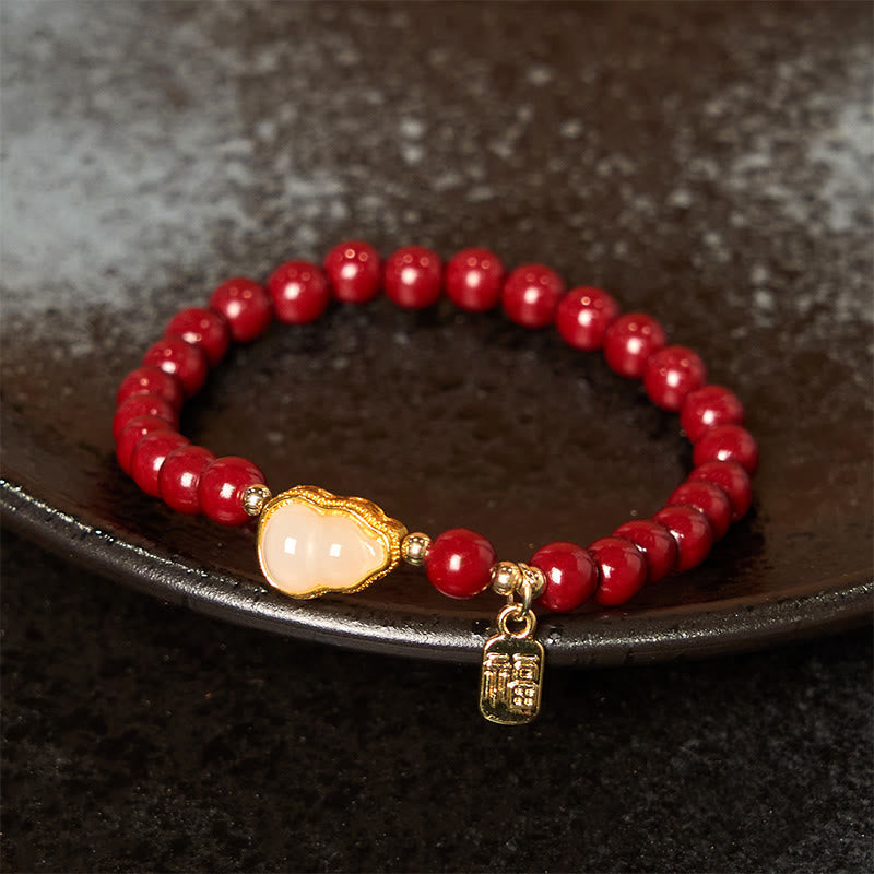 ATELIER-TIBET – Bracelet Porte-Bonheur Fu en Cinabre & Jade Naturel – Perles 6 mm