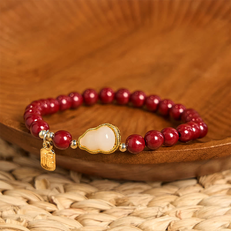 ATELIER-TIBET – Bracelet Porte-Bonheur Fu en Cinabre & Jade Naturel – Perles 6 mm