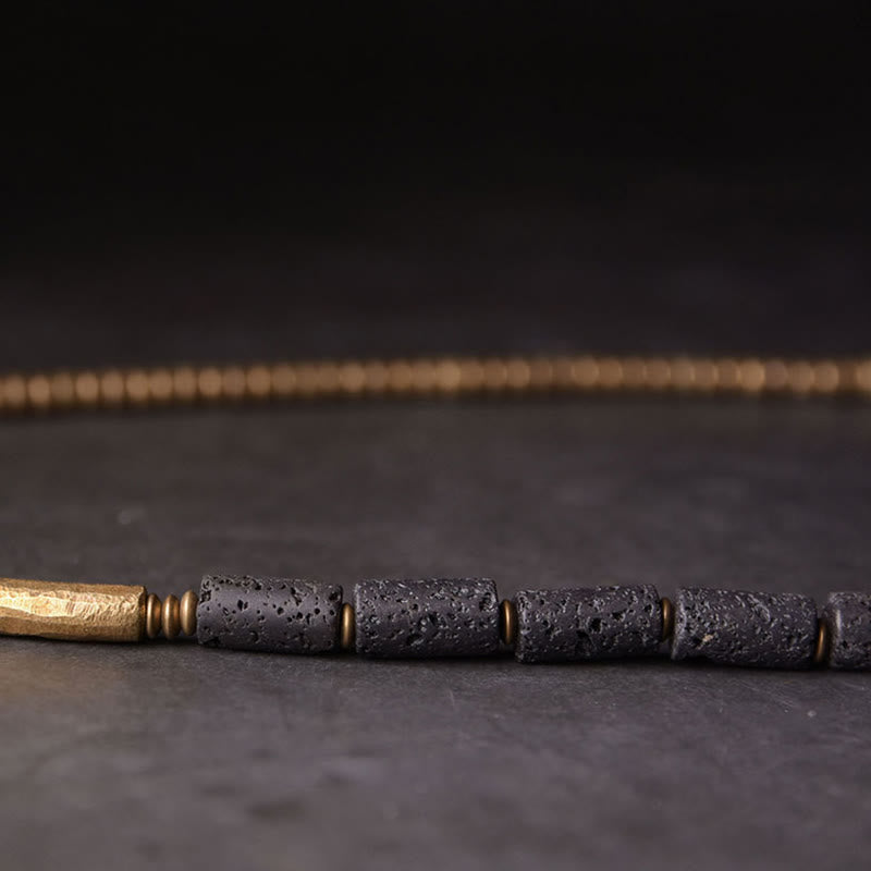 ATELIER-TIBET – Bracelet Spirituel Multi-Tours en Pierre de Lave 6 mm & Cuivre