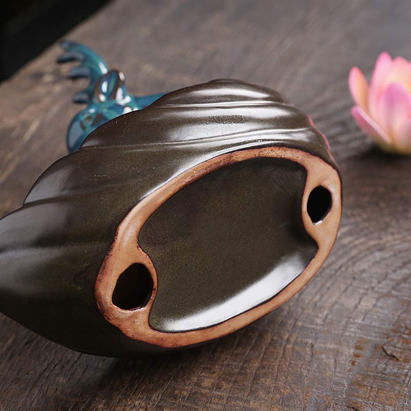 ATELIER-TIBET Brûleur d'encens de méditation en céramique Buddha Stones Little Deer Lotus