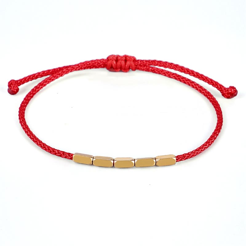 ATELIER-TIBET – Bracelet de Protection en Fil Rouge & Perles de Cuivre, Ajustable
