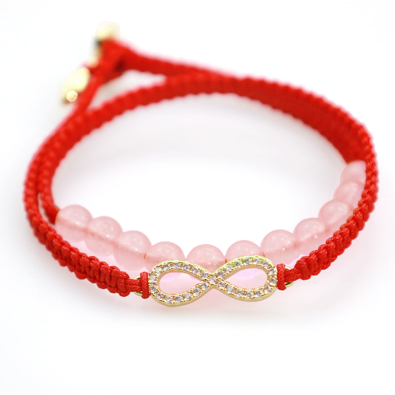 ATELIER-TIBET Bracelet Lotus Cristal Rose & Cordon Rouge – Amour & Intention