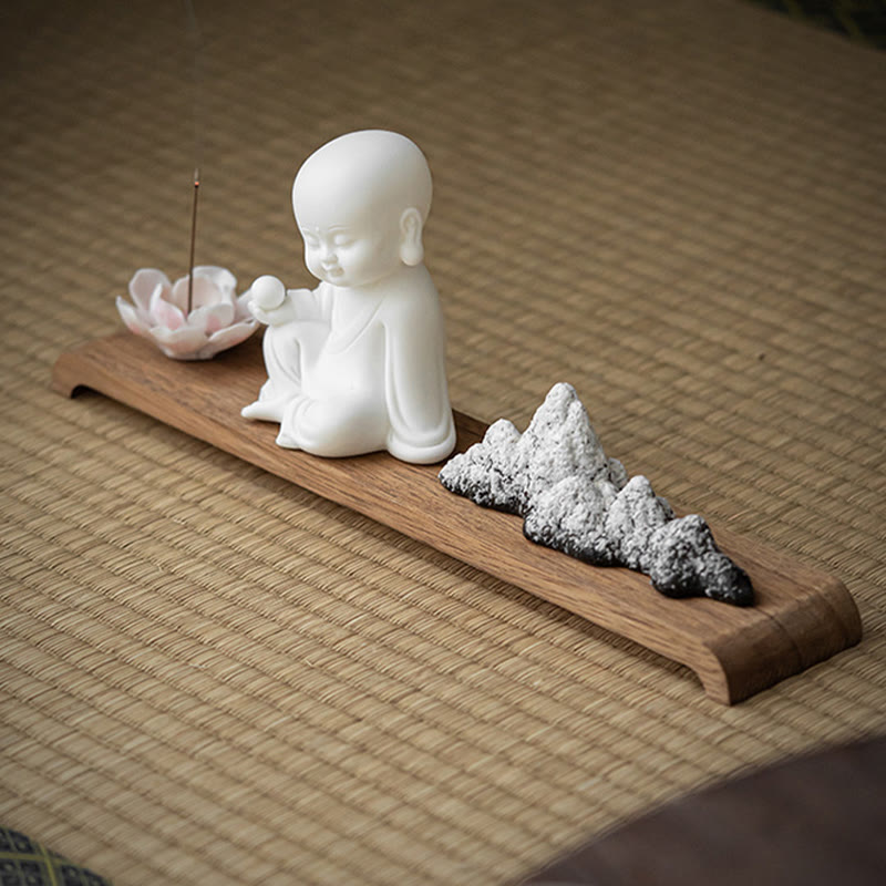 ATELIER-TIBET – Brûleur d’Encens Bouddha Lotus en Céramique – Porte-Encens Méditation Zen