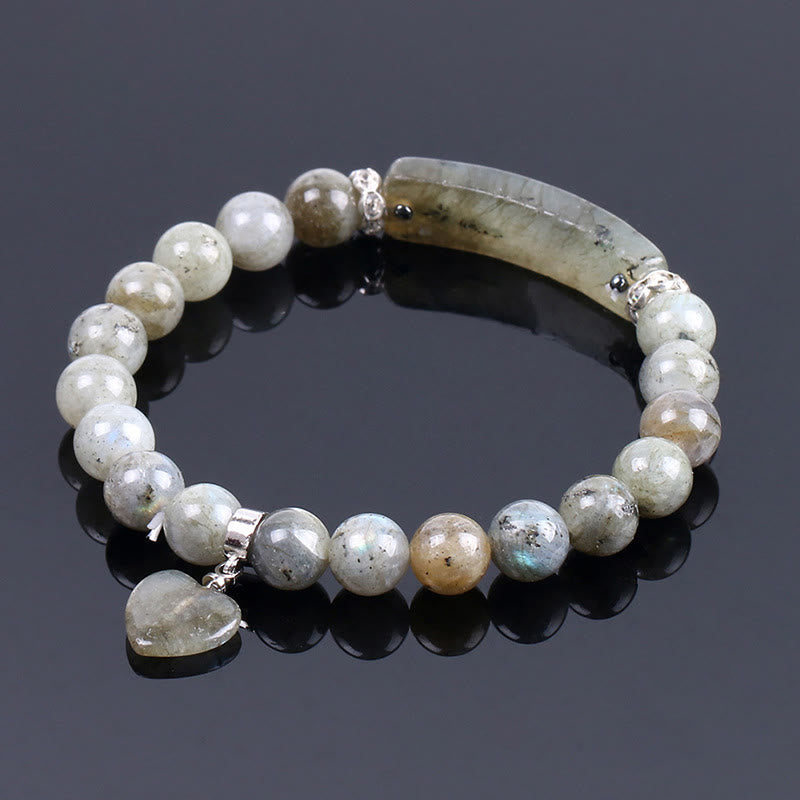 ATELIER-TIBET – Bracelet en Améthyste Naturelle Forme Cœur 8 mm, Perles Artisanales