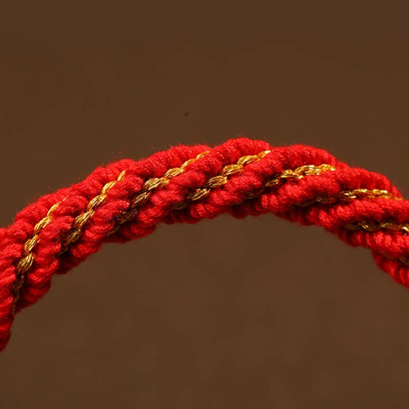 ATELIER-TIBET – Bracelet de Prière Tibétain Thangka en Fil Rouge, Protection & Chance