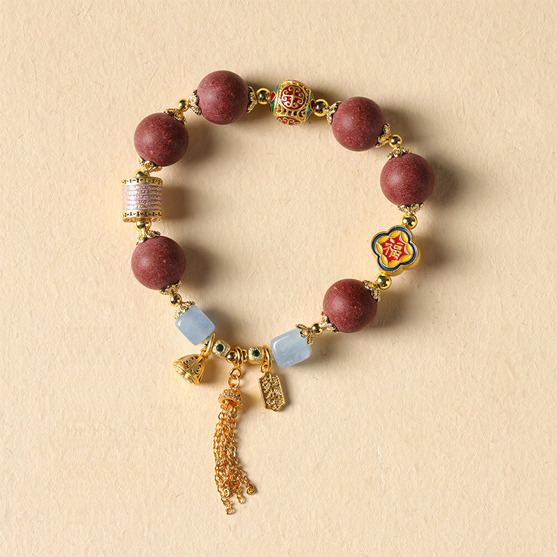 ATELIER-TIBET Bracelet Hexiang “Rêve des Dynasties du Sud” – Perles Parfumées & Calcédoine Bleue (~12 mm)