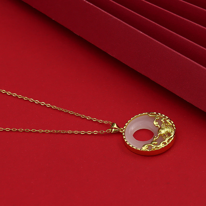 ATELIER-TIBET – Collier Carpe Koï en Jade Blanc Naturel