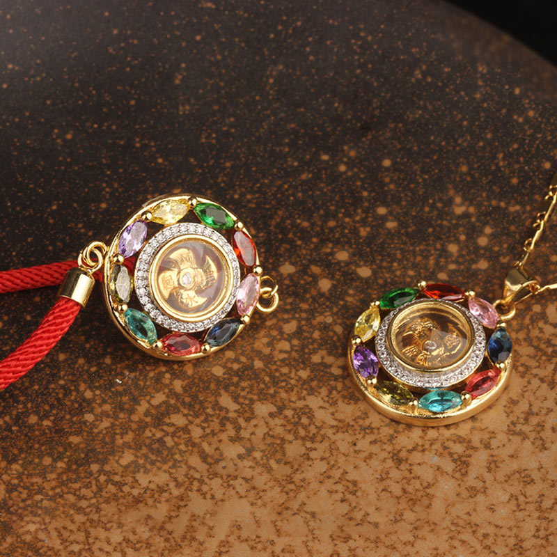 ATELIER-TIBET – Collier-Bracelet Porte-Bonheur en Cuivre & Zircon (Bijou 2-en-1)
