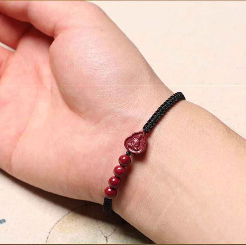 ATELIER-TIBET Bracelet Cinabre & Bouddha Rieur – Ajustable 14–20 cm