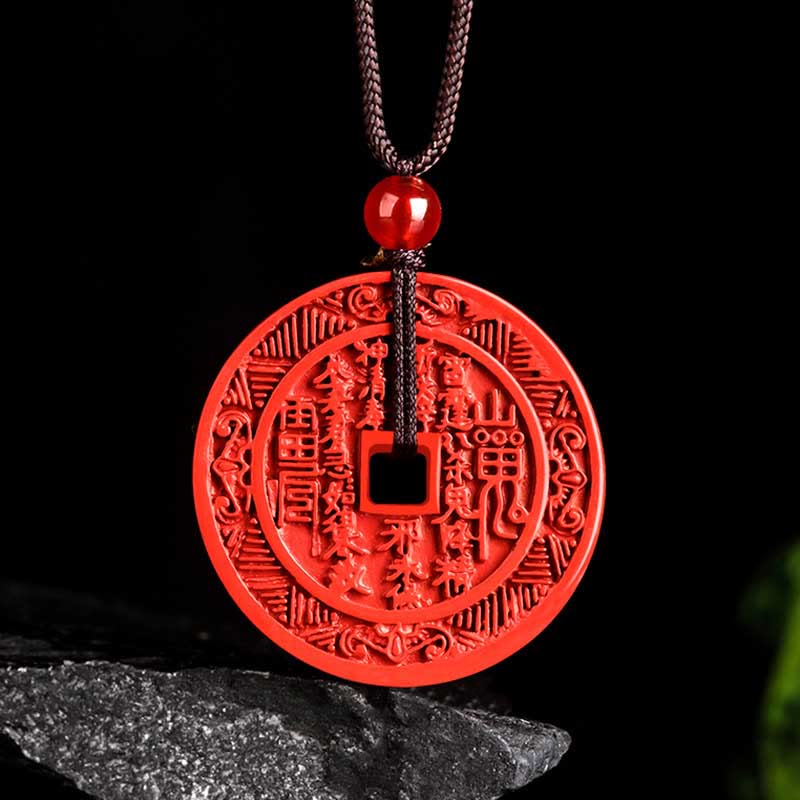 ATELIER-TIBET – Pendentif Bagua « Fantôme de la Montagne » en Cinabre Naturel
