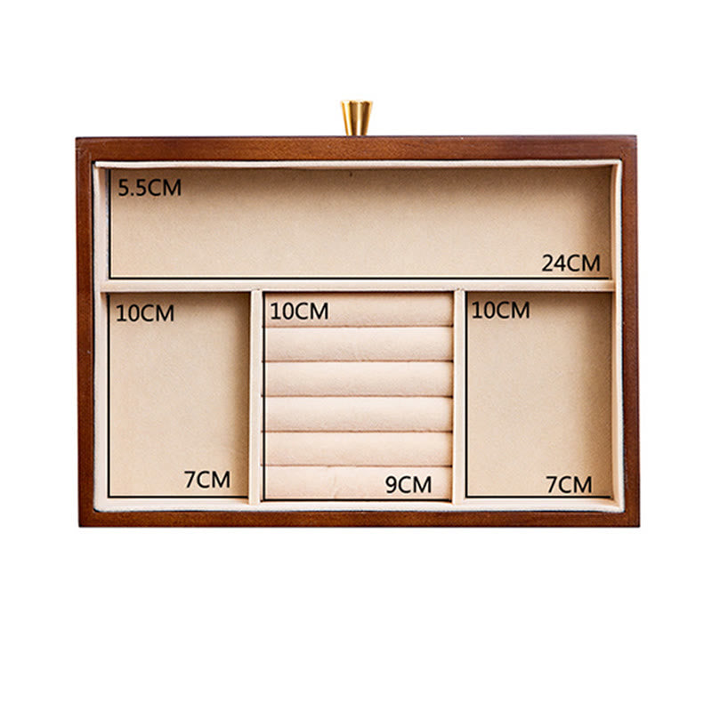 ATELIER-TIBET Boîte à bijoux rétro en bois massif avec tiroir et Buddha Stones