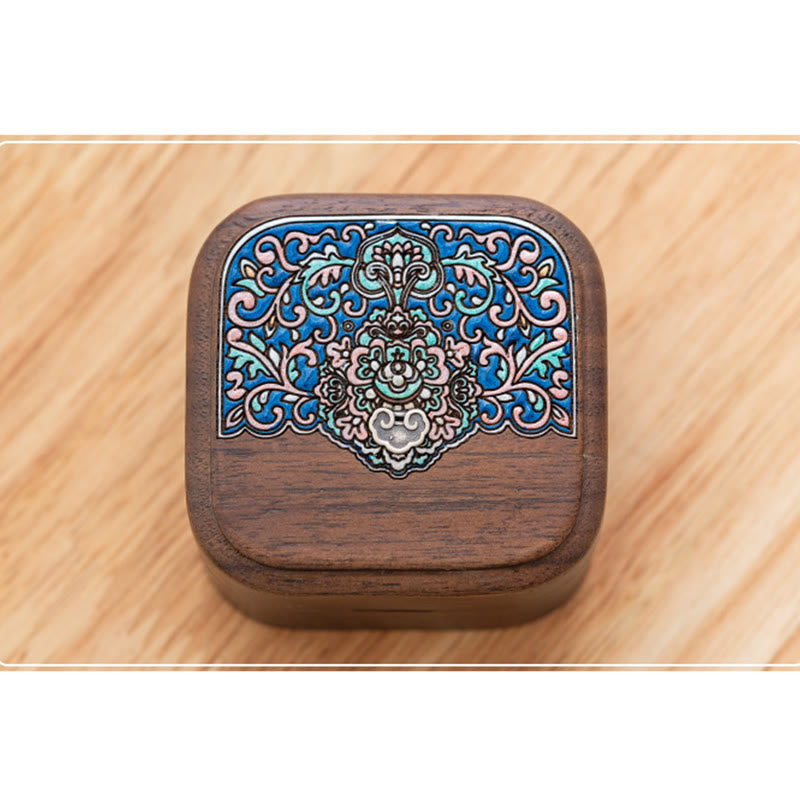 ATELIER-TIBET Boîte de rangement de bijoux en bois de noyer noir fait à la main rétro, boîte-cadeau en bois de feuille