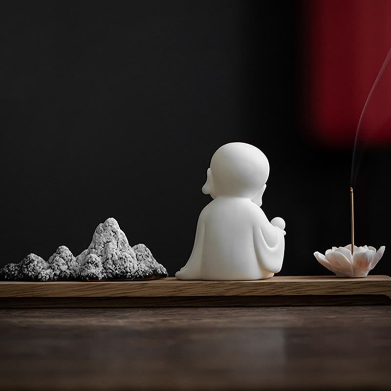 ATELIER-TIBET – Brûleur d’Encens Bouddha Lotus en Céramique – Porte-Encens Méditation Zen
