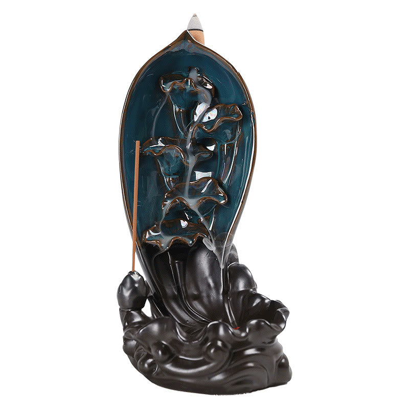 ATELIER-TIBET Brûleur d'encens à cascade Buddha Stones Porte-encens à reflux