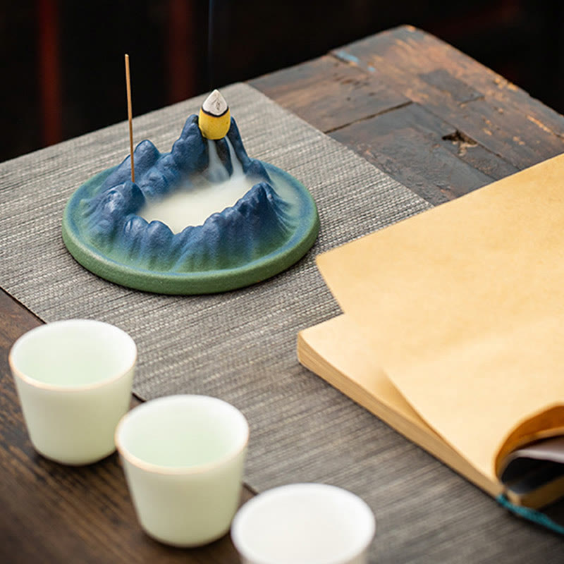 ATELIER-TIBET Brûleur d'encens à refoulement en céramique Creative Mountain River