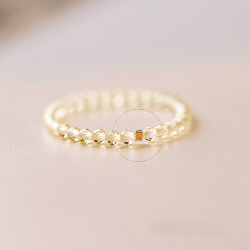 ATELIER-TIBET – Bague Prospérité en Citrine Naturelle – Plaqué Or 14 Carats – Anneau Lumineux Unisexe
